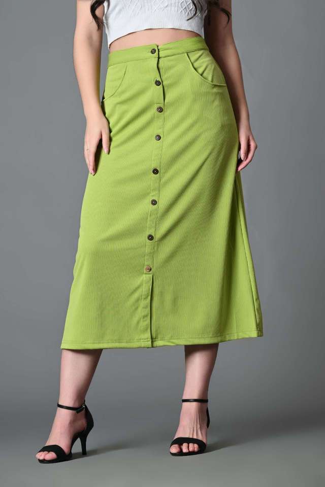 myshka Relaxed Fit Calf Length Lycra Women Casual Wear Skirts-picture-24