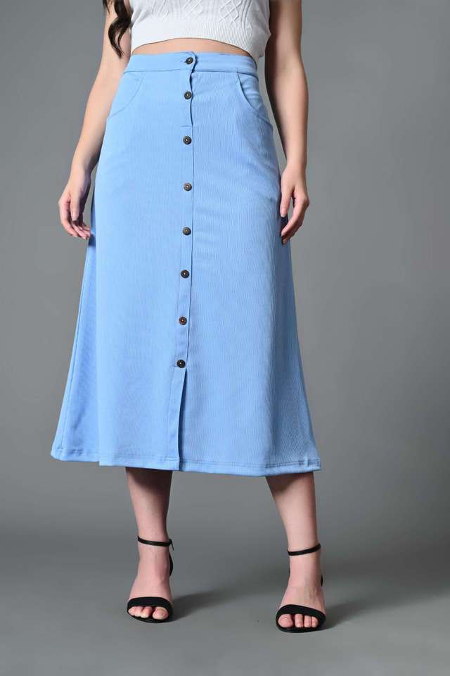myshka Relaxed Fit Calf Length Lycra Women Casual Wear Skirts-picture-27