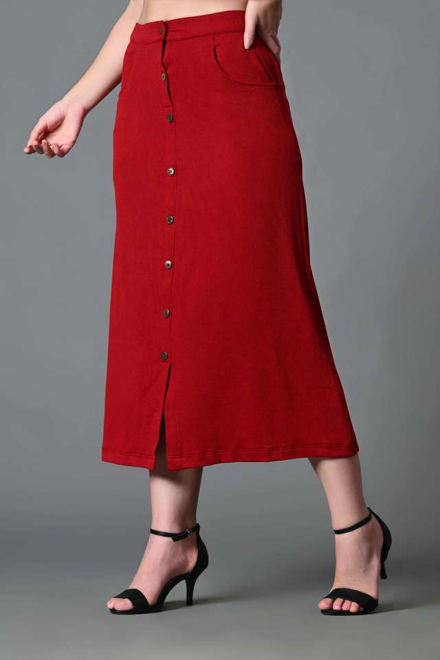 myshka Relaxed Fit Calf Length Lycra Women Casual Wear Skirts-picture-28