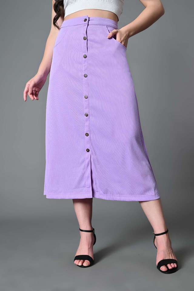 myshka Relaxed Fit Calf Length Lycra Women Casual Wear Skirts-picture-19