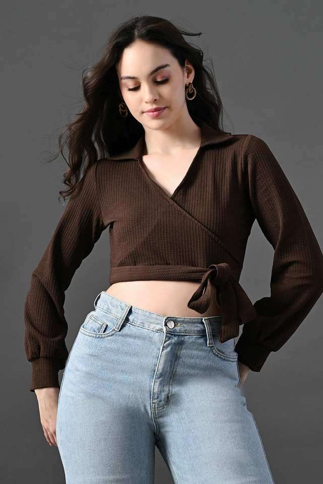myshka Solid Polyester Collared Women Top-picture-14