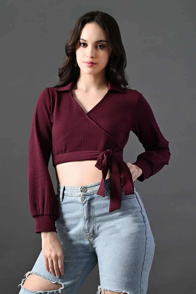 myshka Solid Polyester Collared Women Top-picture-16