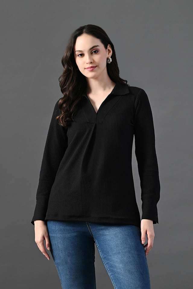 myshka Solid Polyester Collared Women Top-picture-32