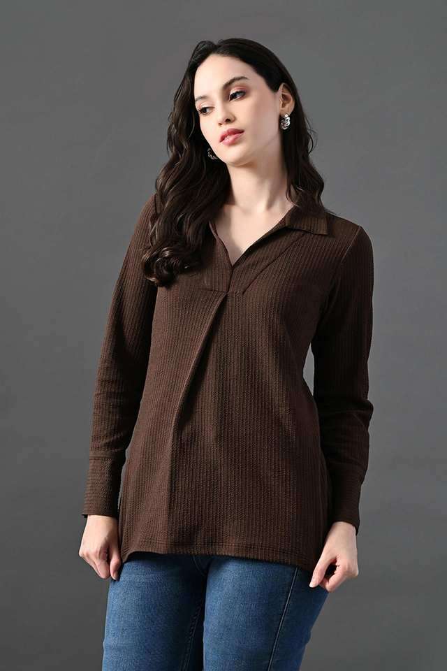 myshka Solid Polyester Collared Women Top-picture-10