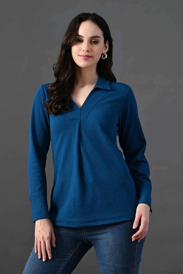 myshka Solid Polyester Collared Women Top-picture-18
