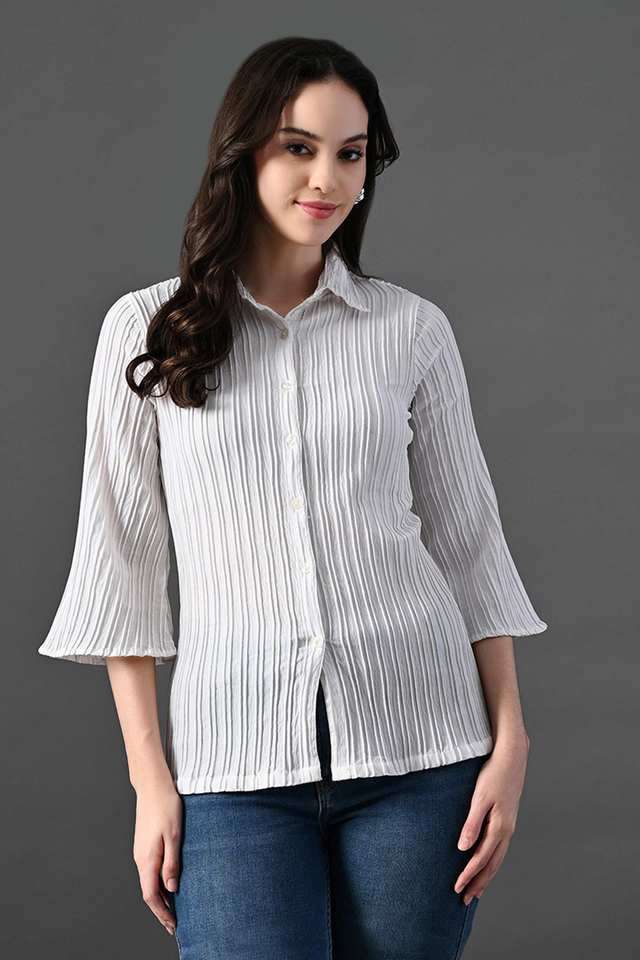 myshka Solid Polyester Collared Women's Top-picture-34