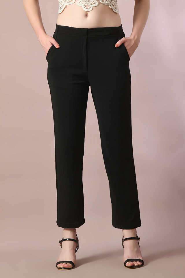 Solid Regular Fit Polyester Women Casual Wear Trouser-image-19