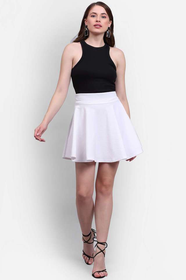 Buy Neudis White Regular Fit Mini Polyester Women Casual Wear