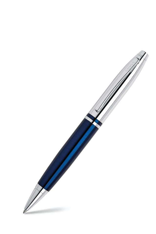 Calais-Chrome/-Blue-Ballpoint-Pen