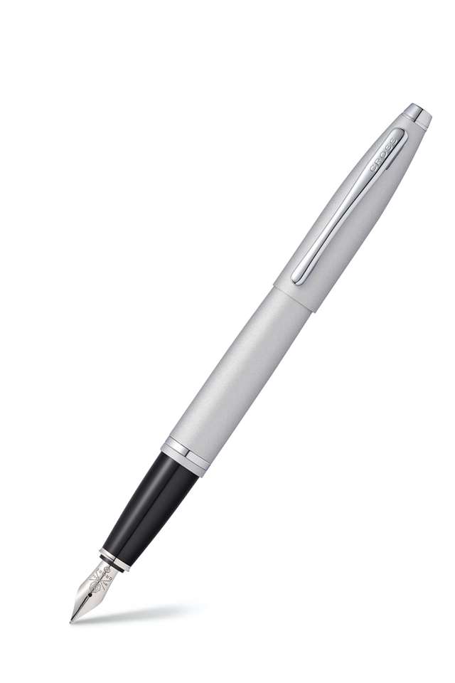 Calais-Satin-Chrome-Fountain-Pen-Medium-Nib---Gift-Box