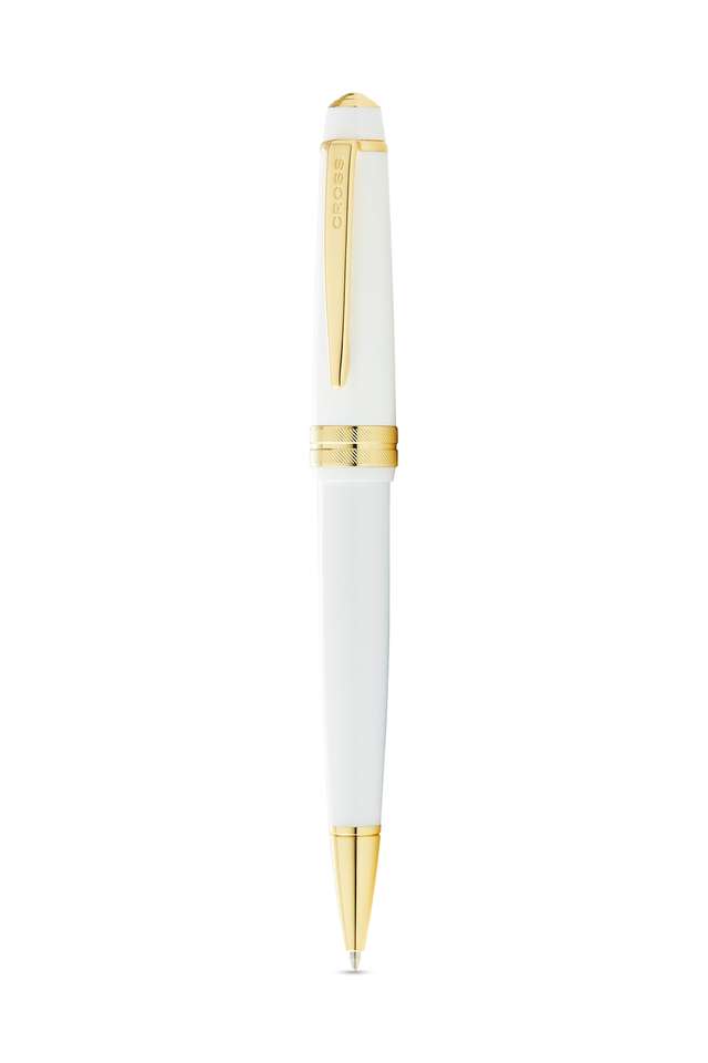 Bailey-Light-White-Resin-Ballpoint-Pen-With-Gold-Plate-Appts