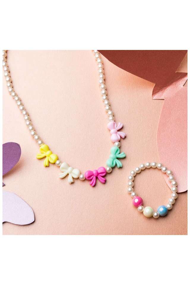 Multi-Beads-Bow-Necklace-&-Bracelet