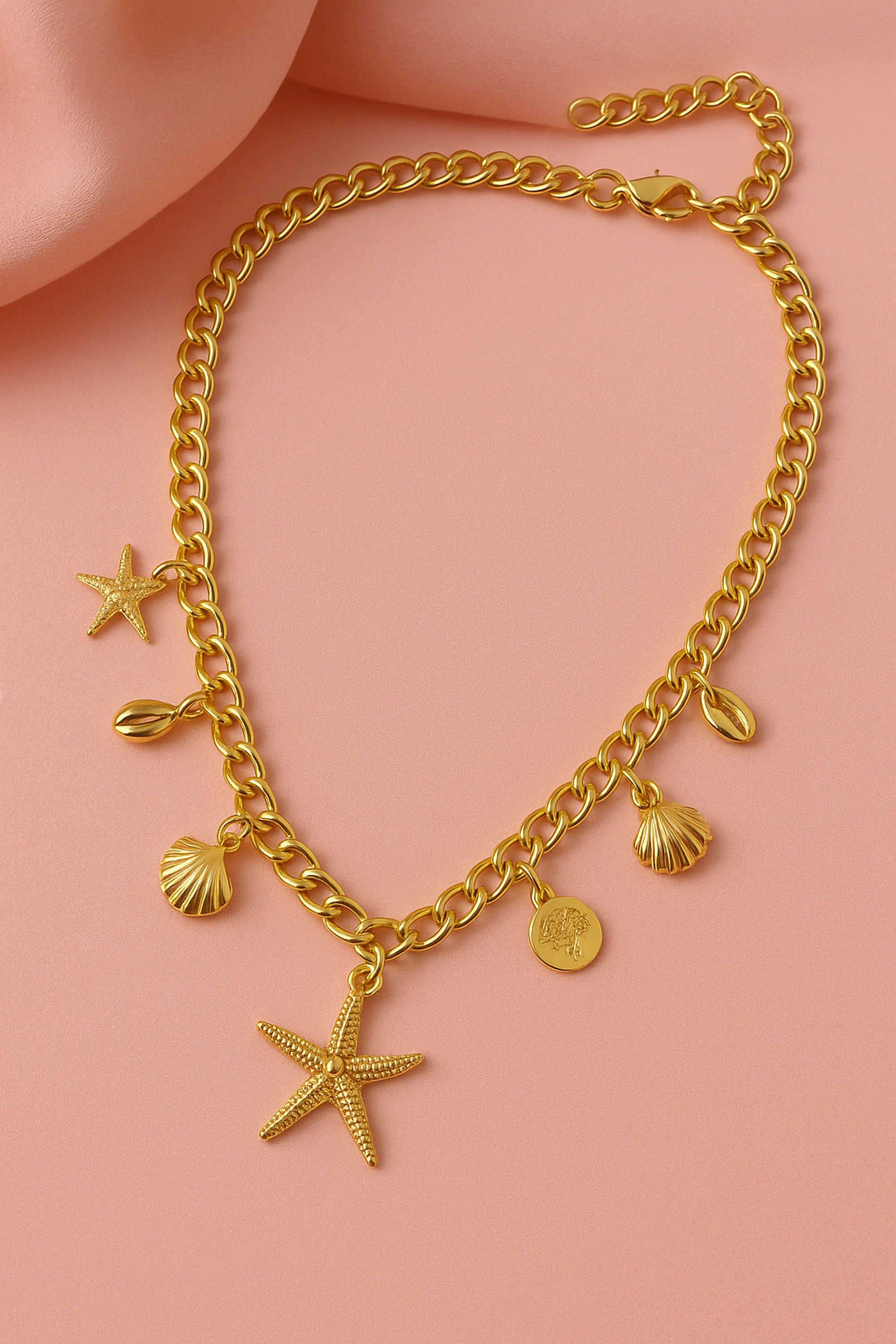 Brass-Casual-Wear-Women-Starfish-&-Shell-Pendant-Necklaces