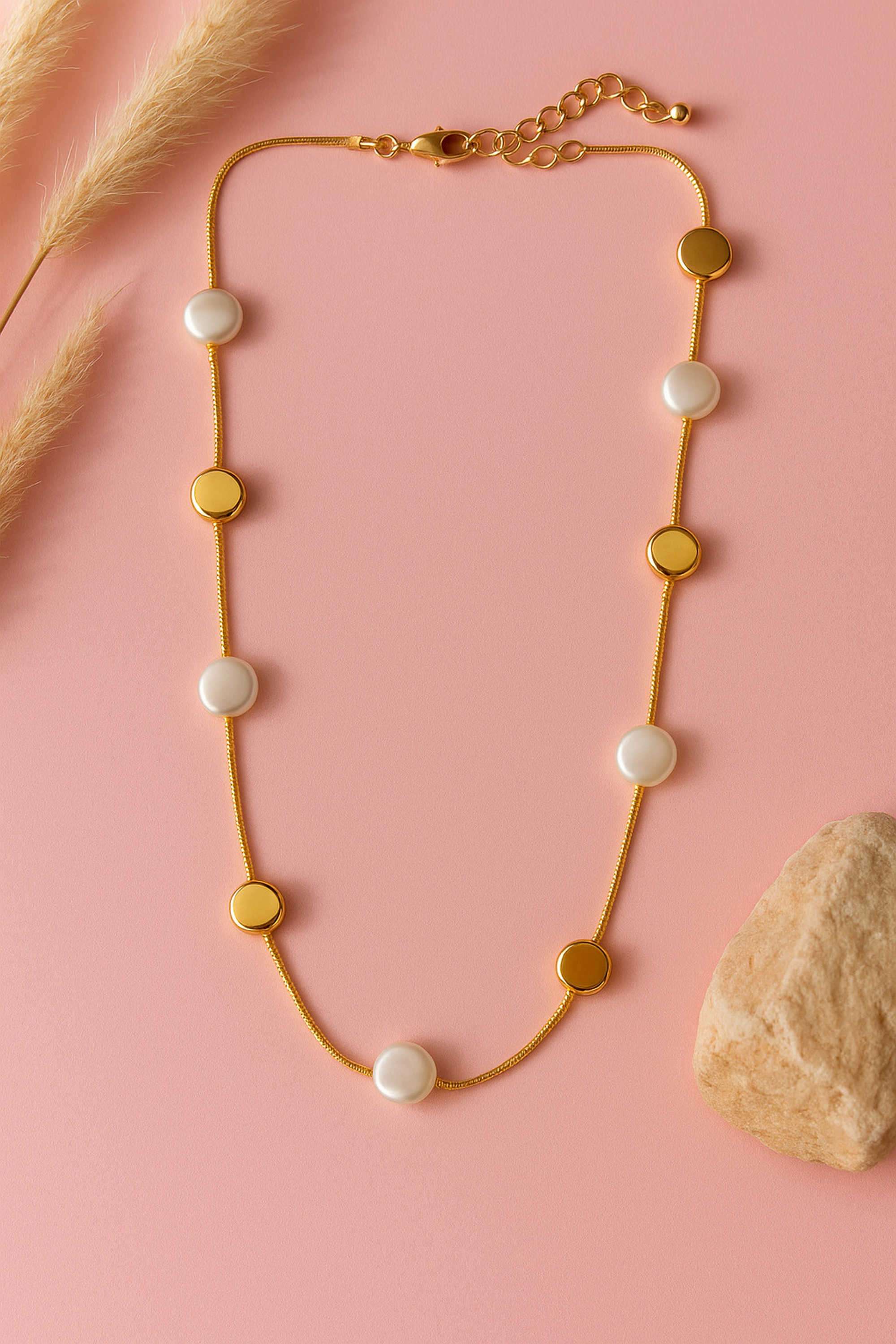 Brass-Casual-Wear-Women-Designer-Pearl-Finish-Necklaces