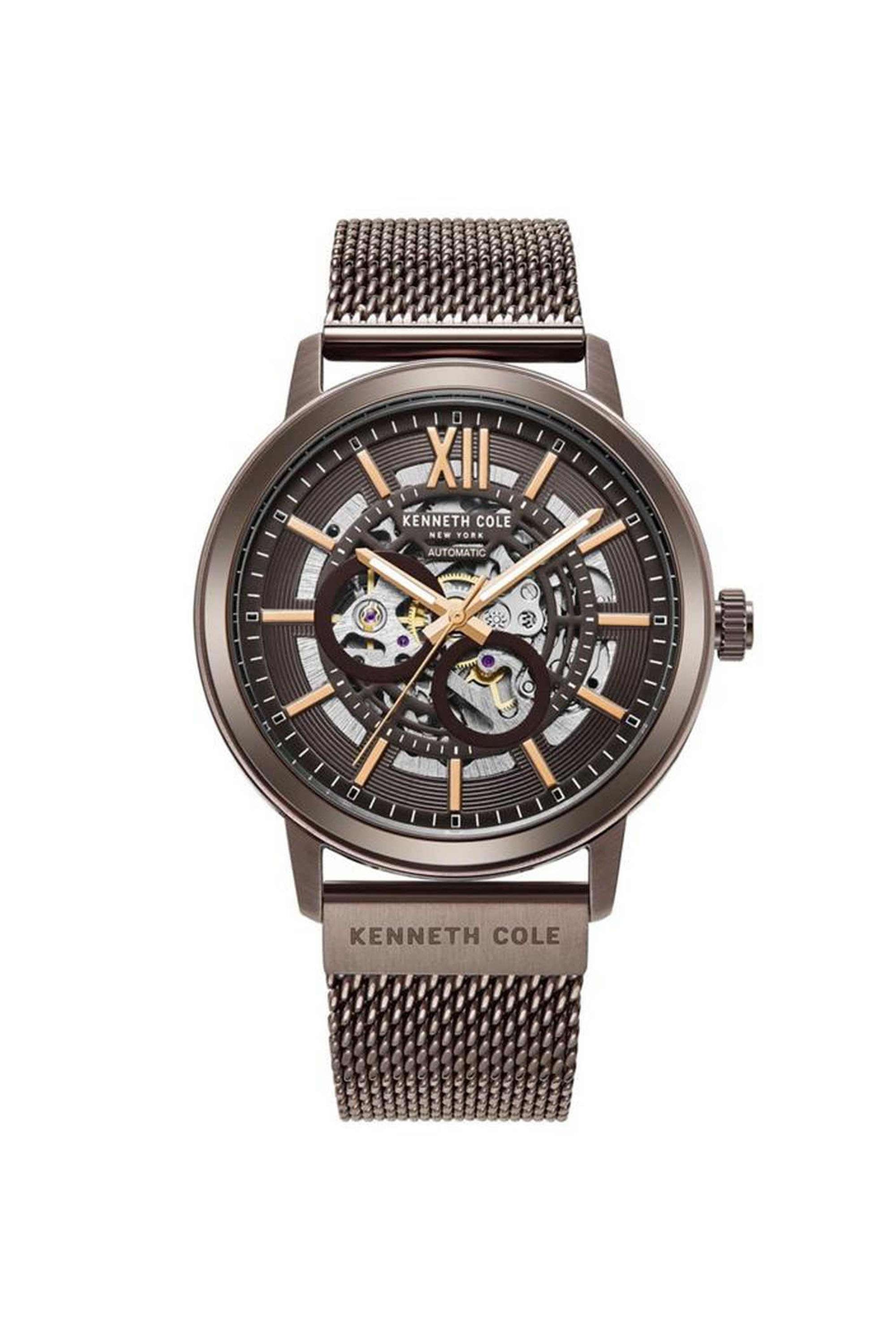 Modern-Classic-44-mm-Automatic-Analogue-Watch-for-Men---Brown-Dial-with-Brown-Stainless-Steel-Strap-(KCWGL2217202MN)
