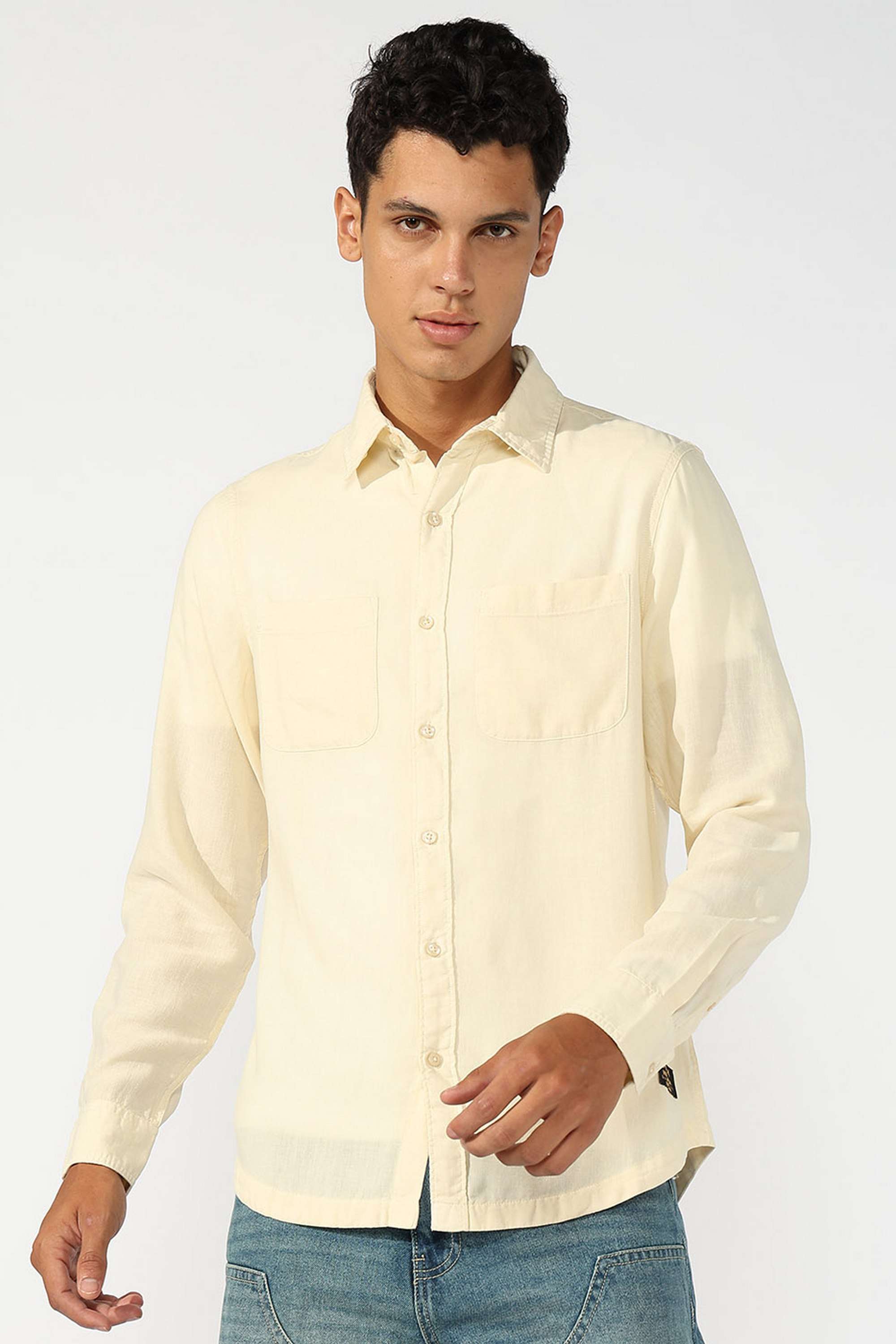Solid-Cotton-Regular-Fit-Men-s-Casual-Shirt