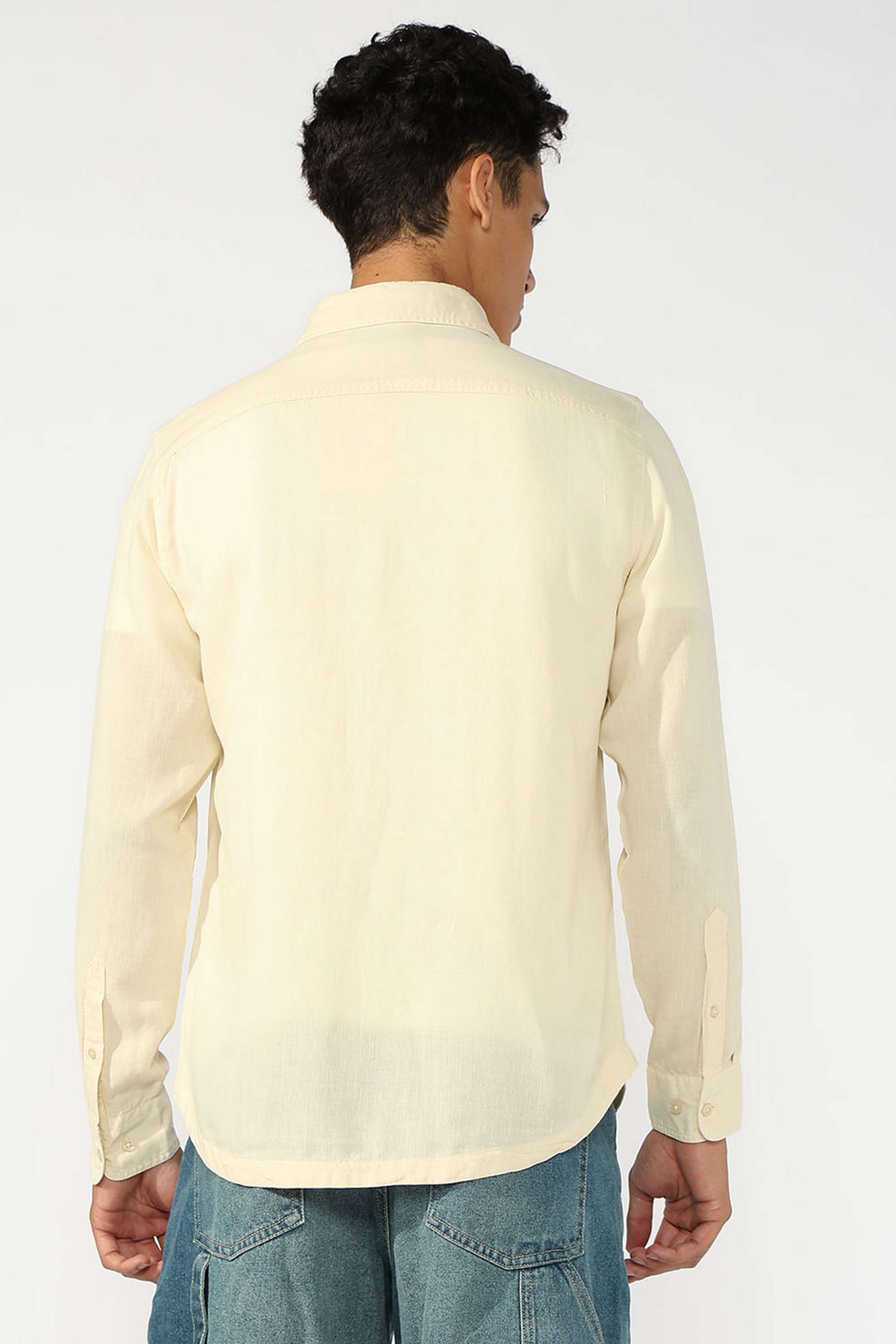 Solid-Cotton-Regular-Fit-Men-s-Casual-Shirt