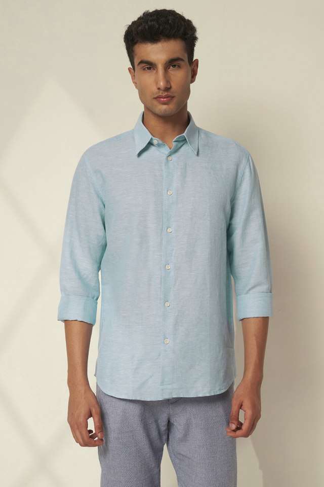 Solid-Linen-Regular-Fit-Men-s-Casual-Wear-Shirt