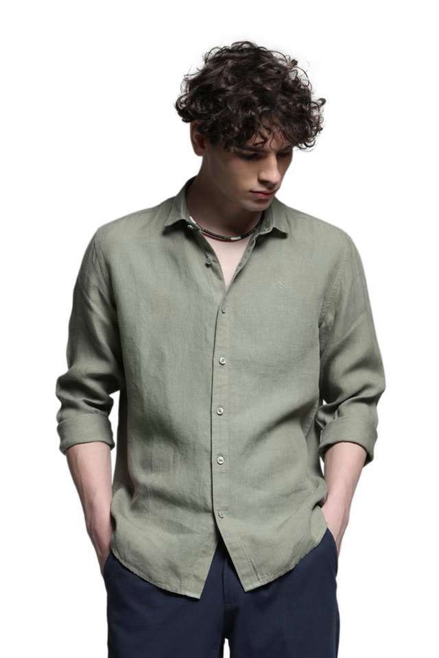 Solid-Linen-Regular-Fit-Men-s-Casual-Wear-Shirt