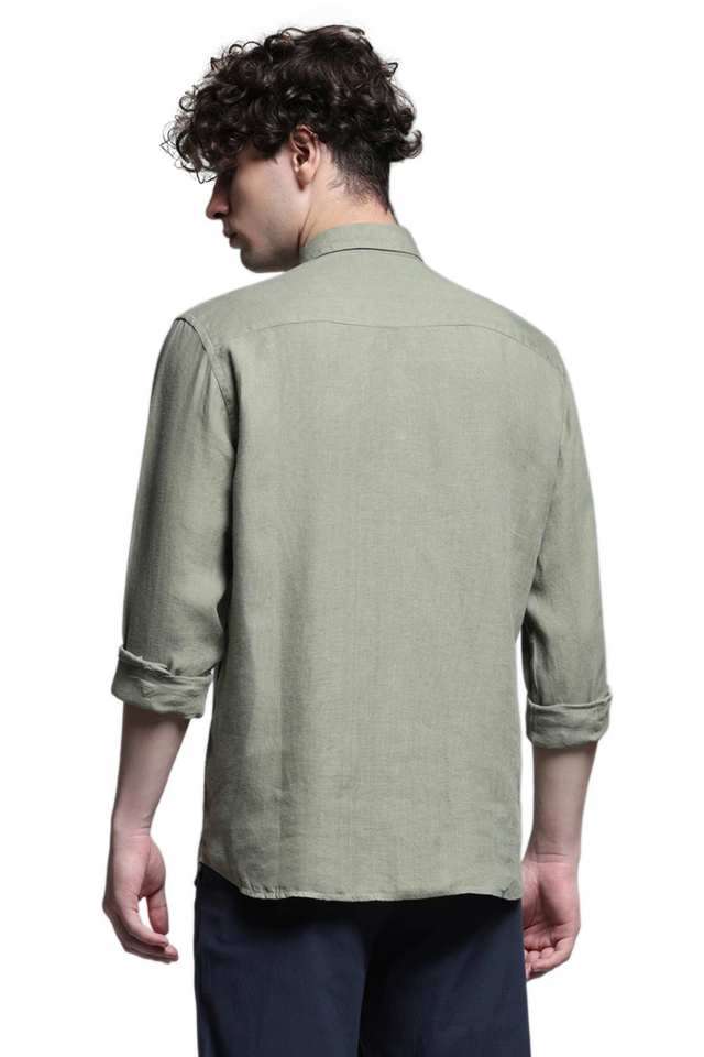 Solid-Linen-Regular-Fit-Men-s-Casual-Wear-Shirt