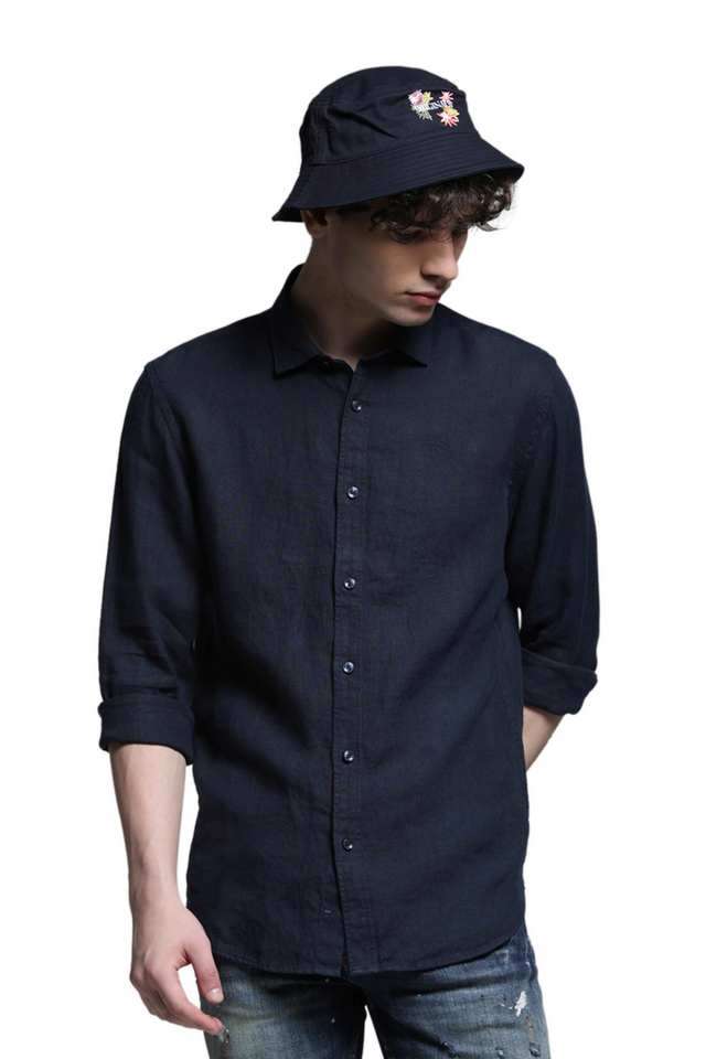 Solid-Linen-Regular-Fit-Men-s-Casual-Wear-Shirt