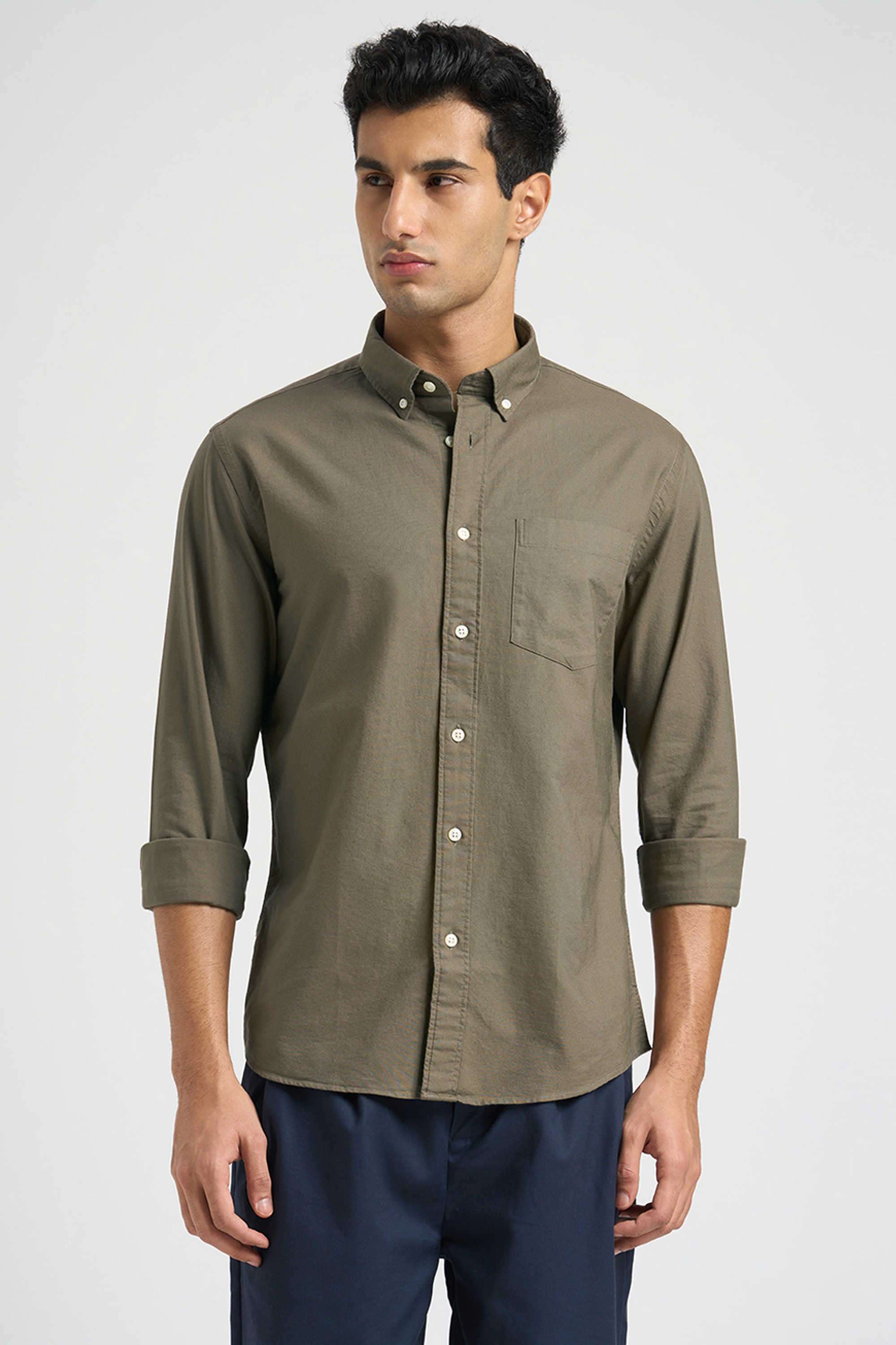 Solid-Cotton-Men-s-Casual-Wear-Shirt