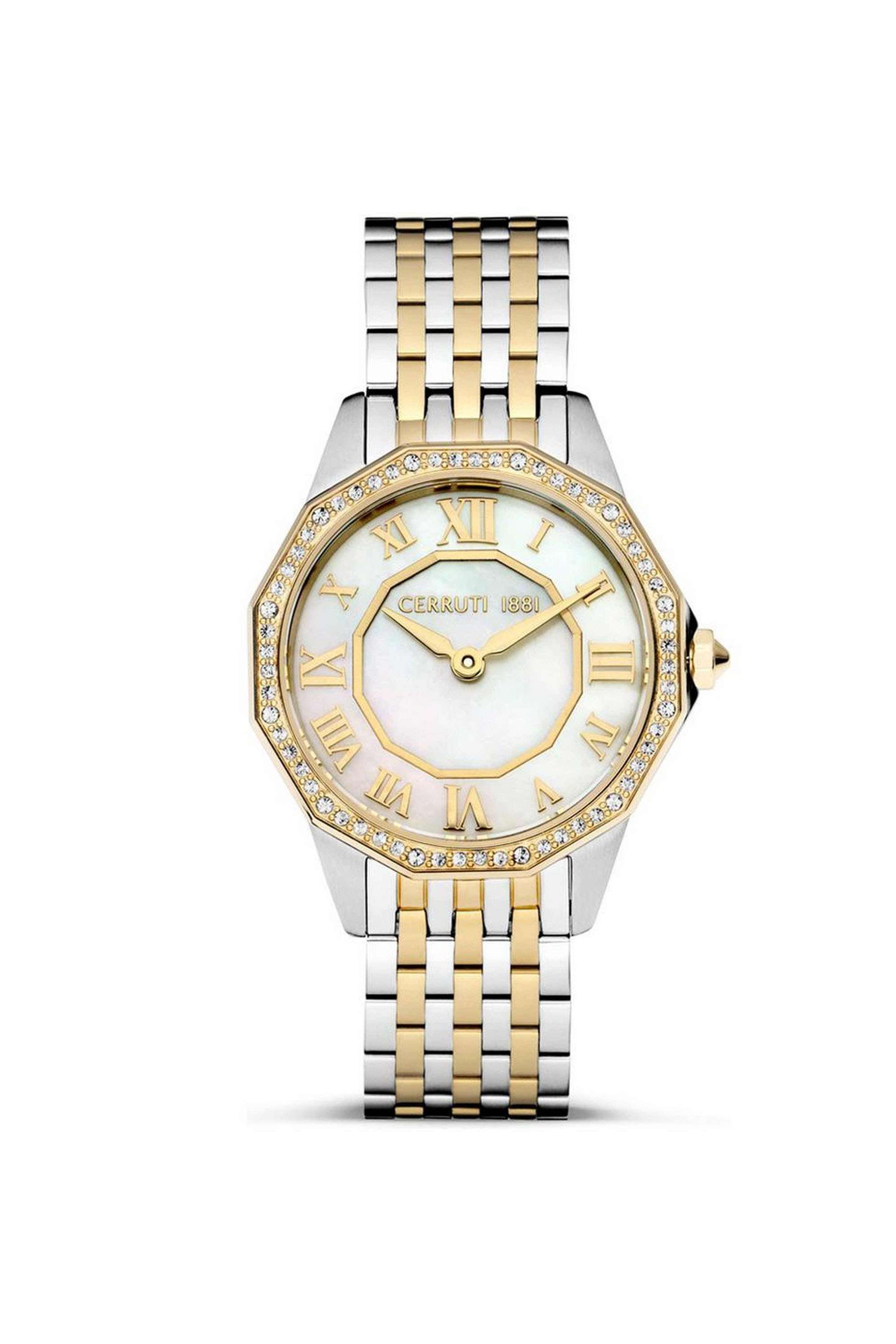 Jesina-38-mm-Quartz-Analogue-Watch-For-Women---White-Dial-with-Gold-Stainless-Steel-Strap-(NTCECIG0008203W)