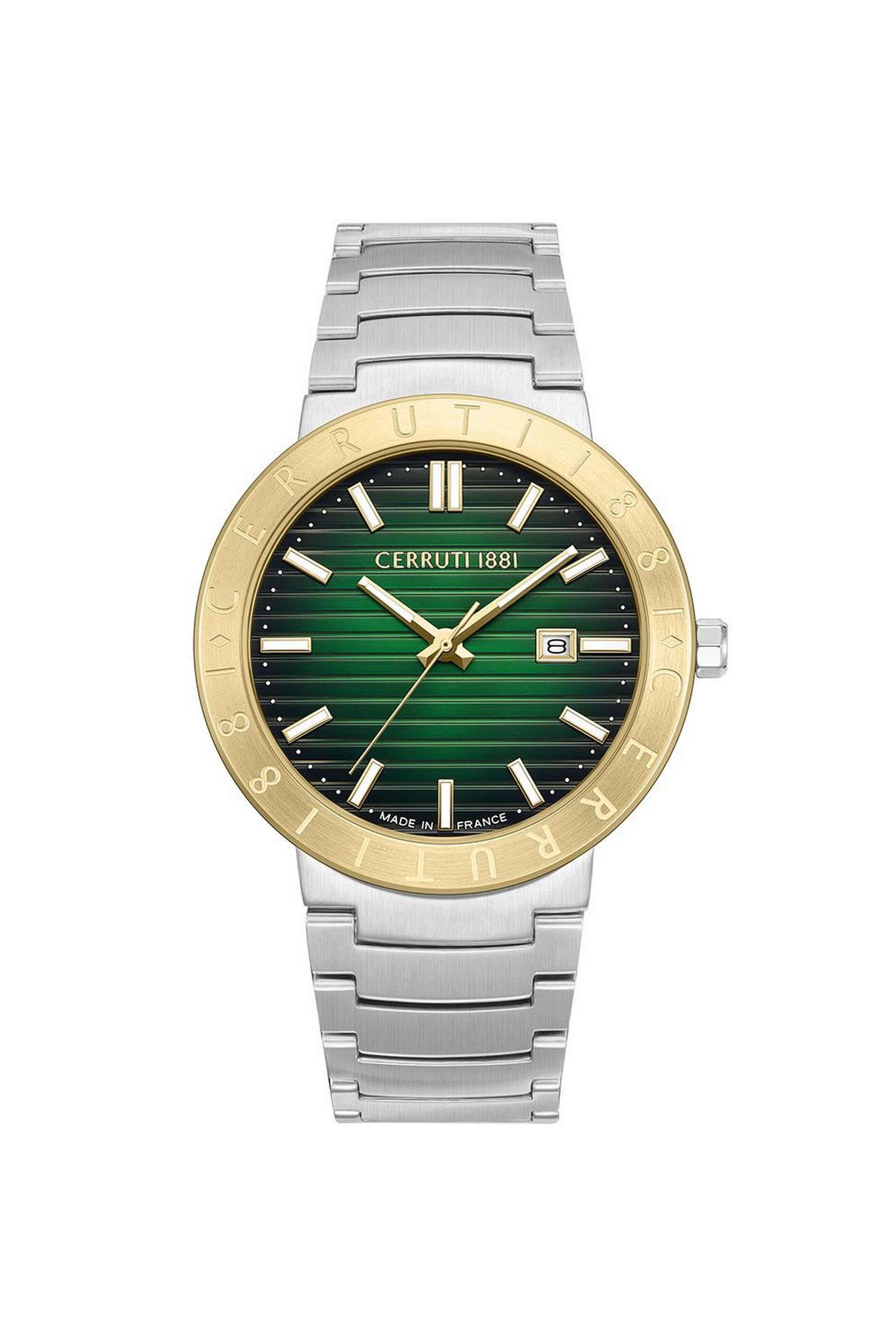 34-mm-Quartz-Analogue-Watch-for-Men---Green-Dial-with-Silver-Stainless-Steel-Strap-(NTCECIGA0043104)
