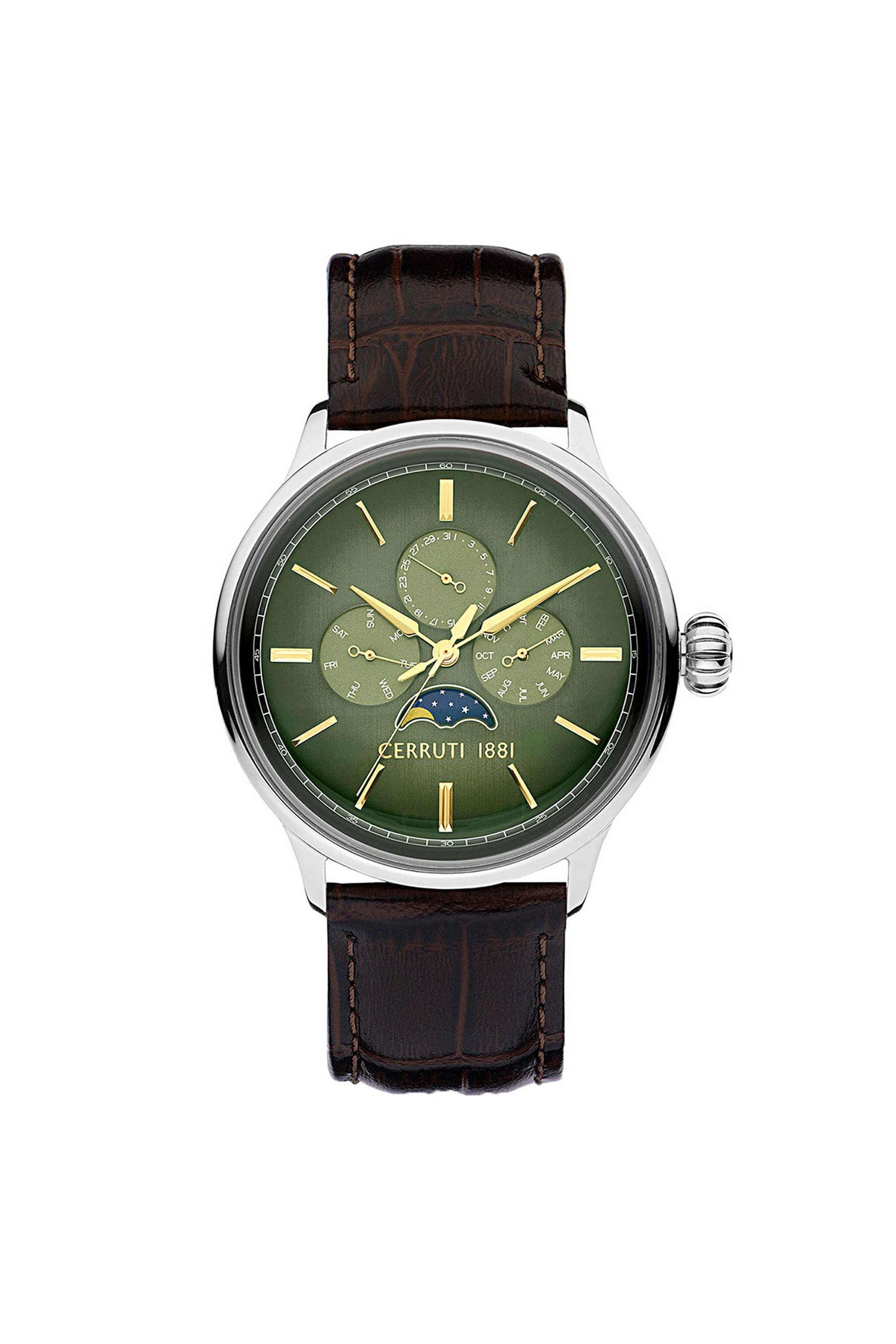 43-mm-Quartz-Analogue-Watch-for-Men---Green-Dial-with-Brown-Leather-Strap-(NTCECIGF2224602)