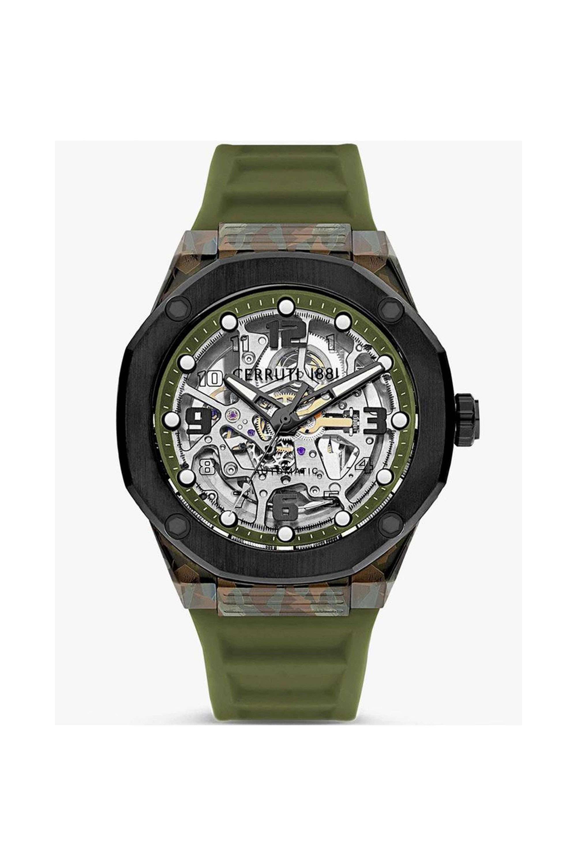 Razzuolo-34-mm-Automatic-Analogue-Watch-for-Men---Grey-Dial-with-Green-Silicone-Strap-(NTCECIGR2223904)