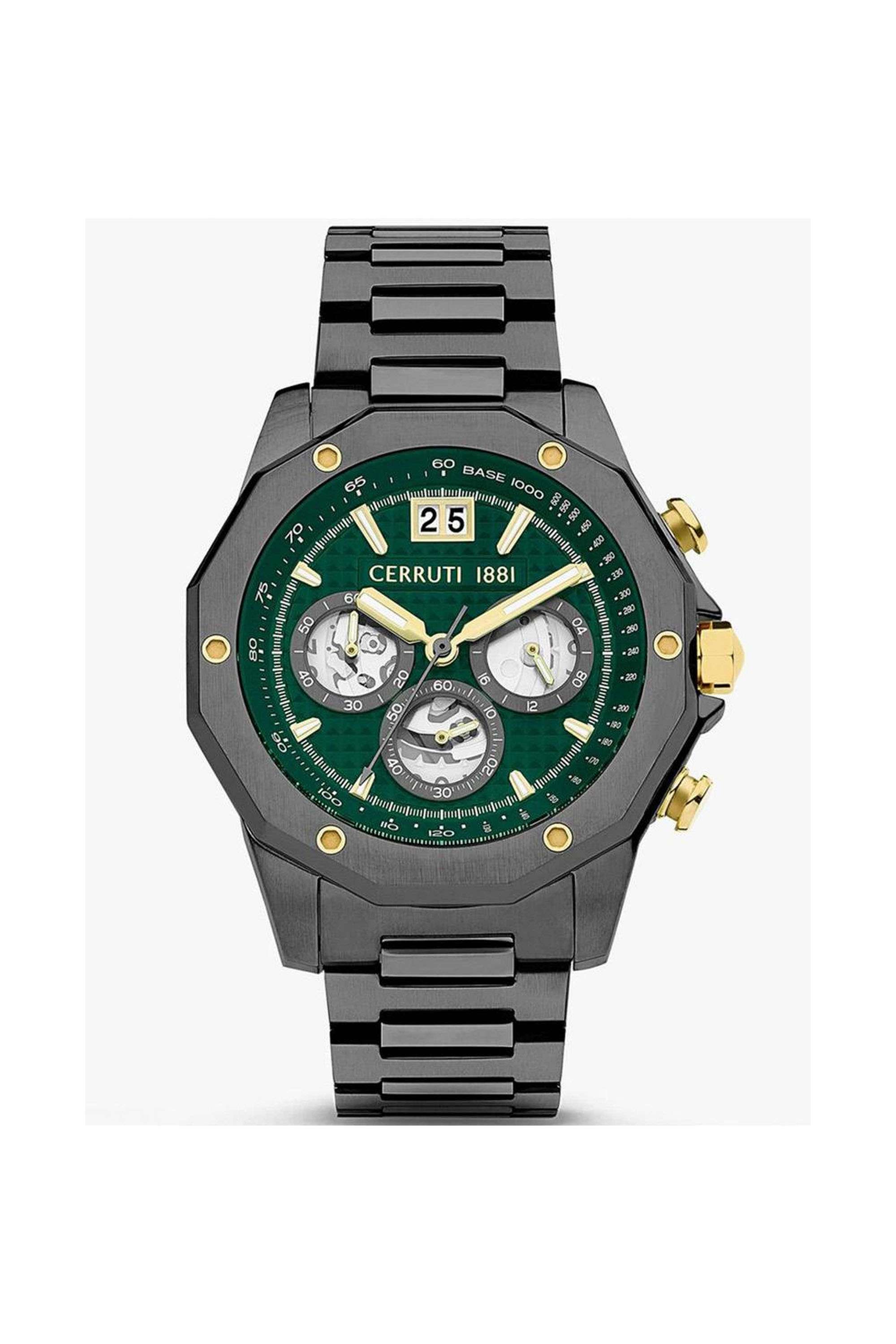Molveno-53-mm-Quartz-Analogue-Watch-for-Men---Green-Dial-with-Grey-Stainless-Steel-Strap-(NTCECII2207403W)
