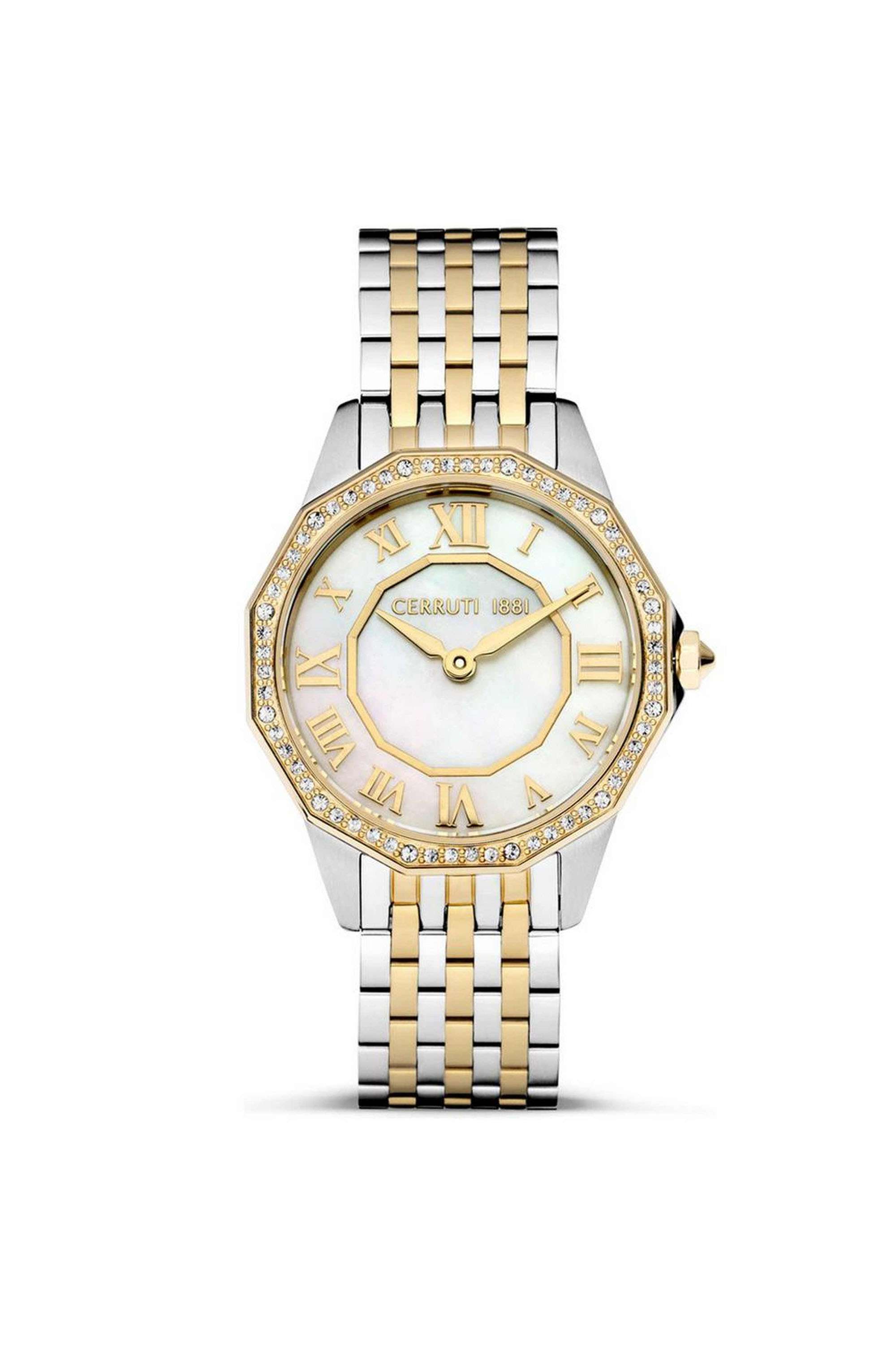 Jesina-38-mm-Quartz-Analogue-Watch-For-Women---White-Dial-with-Gold-Stainless-Steel-Strap-(NTCECILG0008203)