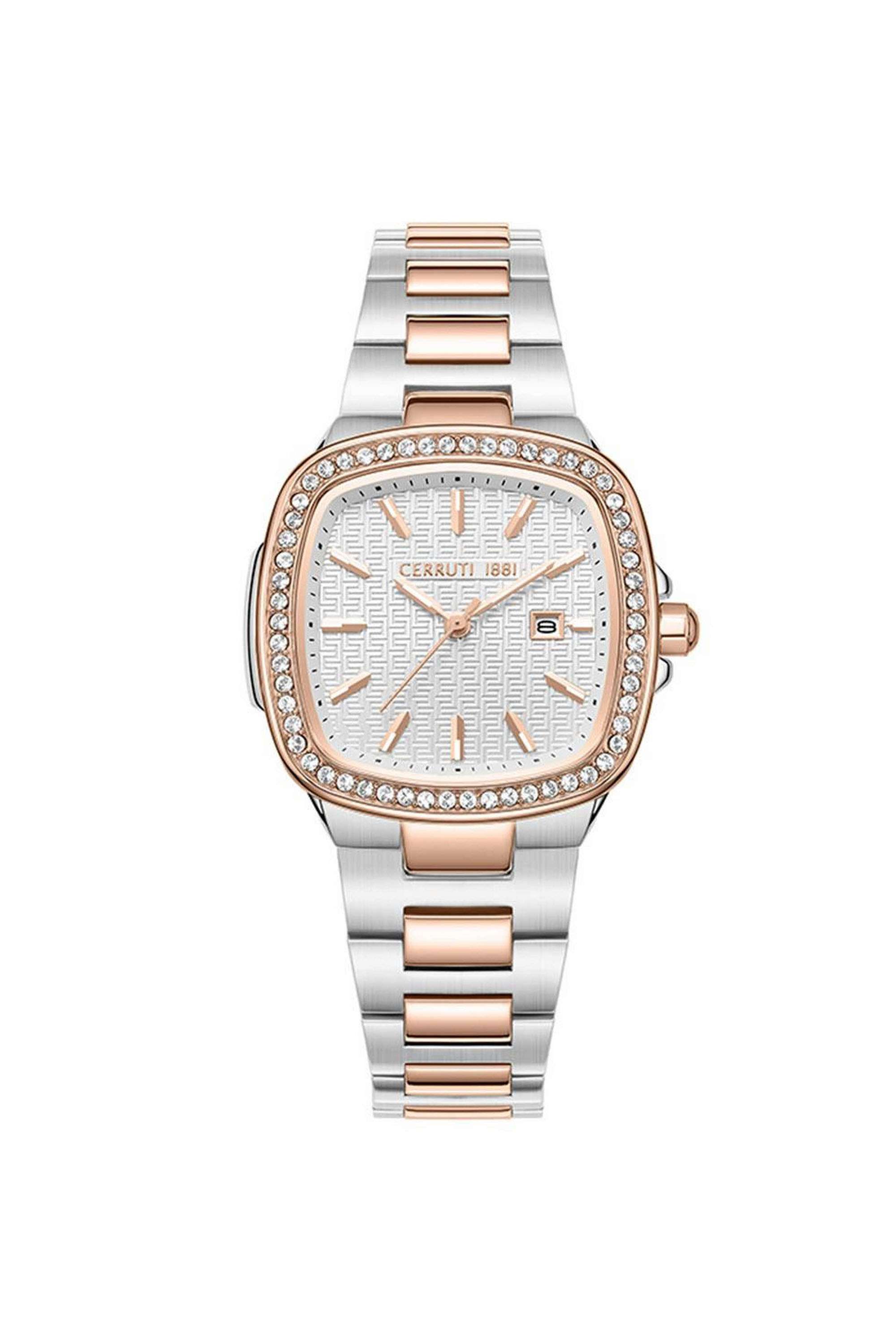 T-Classic-26-mm-Automatic-Analogue-Watch-For-Women---White-Dial-with-Rose-Gold-Stainless-Steel-Strap-(NTCECILH0020303)