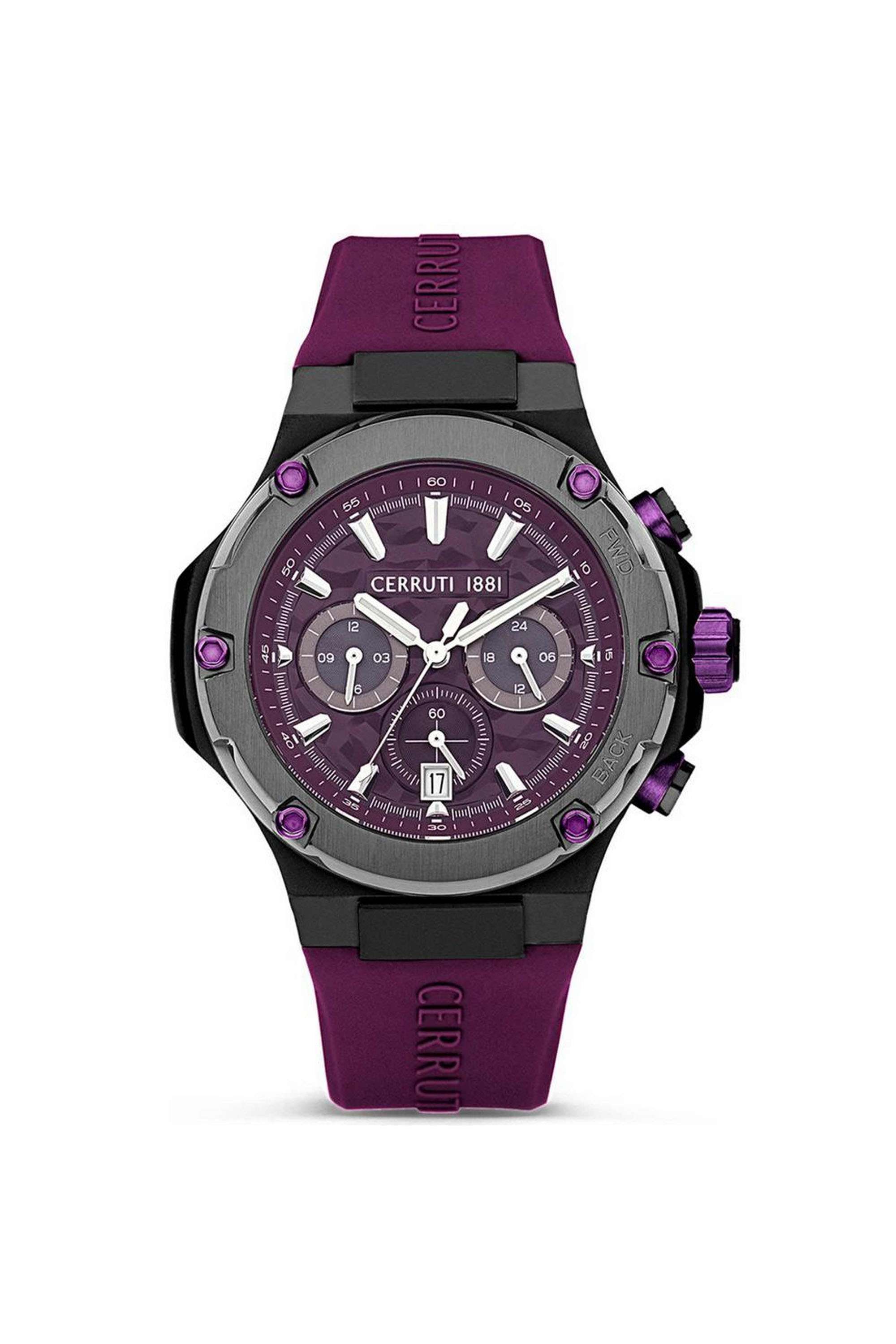 Lucardo-43-mm-Quartz-Analogue-Watch-for-Men---Purple-Dial-with-Purple-Silicone-Strap-(NTCECIQ2224305W)
