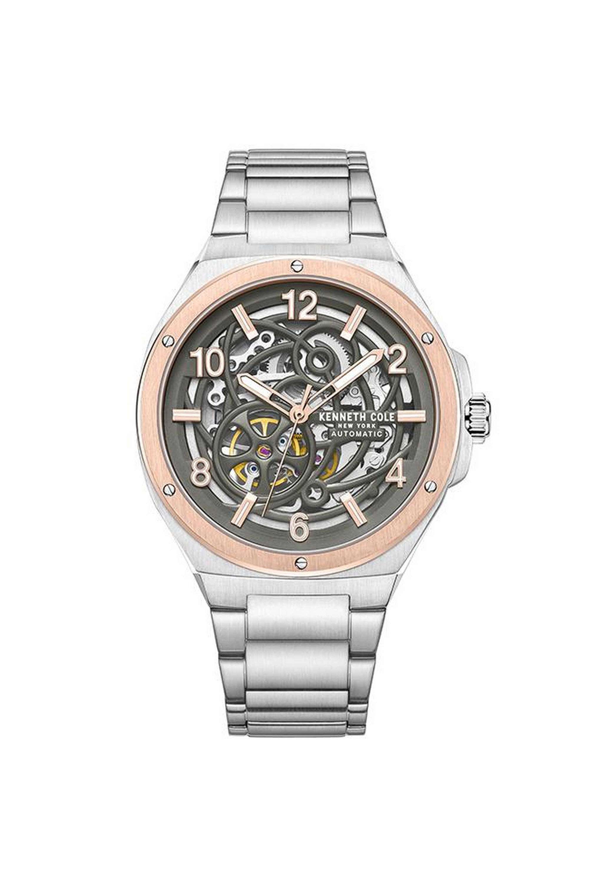 Modern-Classic-44-mm-Automatic-Analogue-Watch-for-Men---Grey-Dial-with-Silver-Stainless-Steel-Strap-(KCWGY0046303MN)