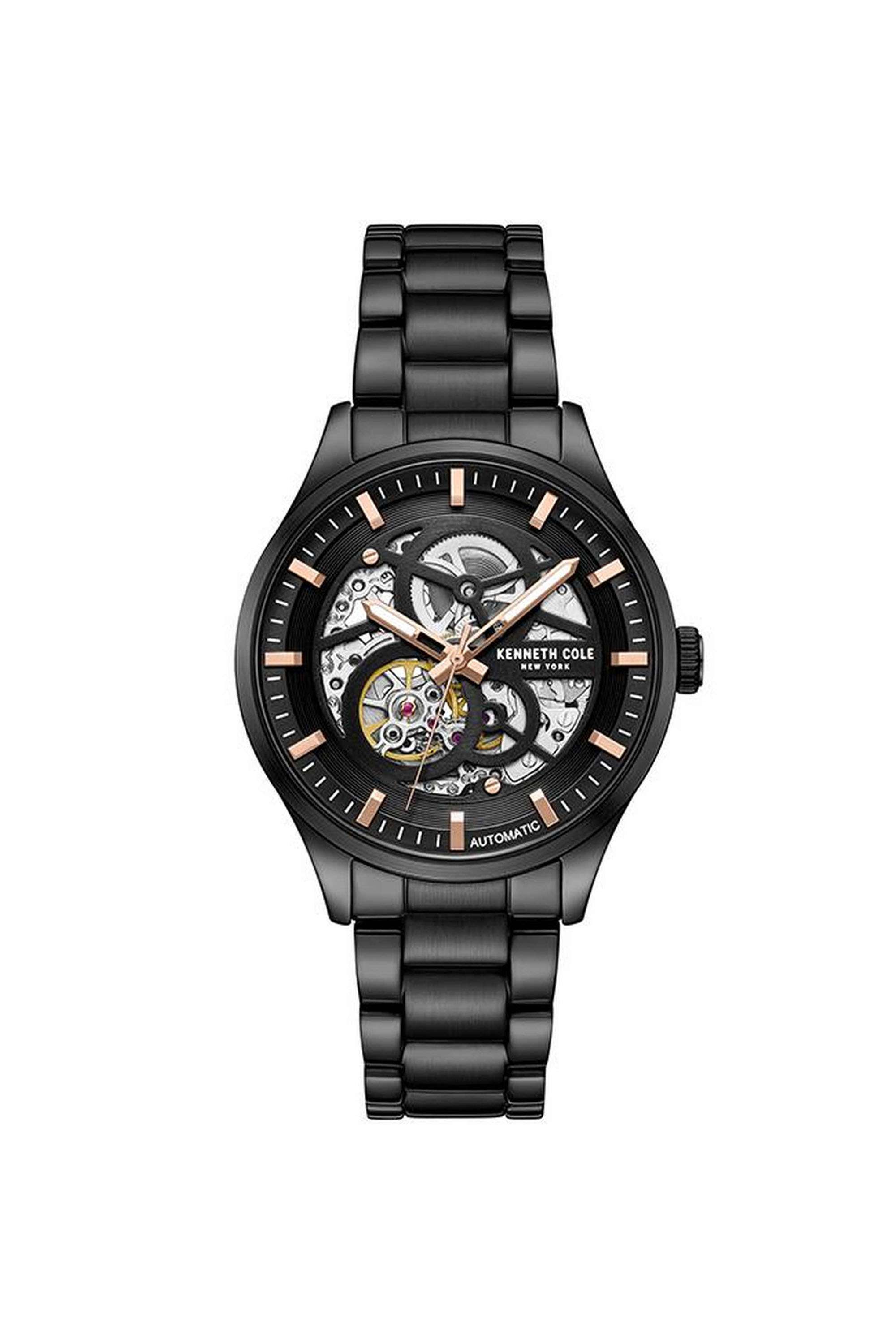 Modern-Classic-42-mm-Automatic-Analogue-Watch-for-Men---Black-Dial-with-Blue-Stainless-Steel-Strap-(KCWGY0046403MN)