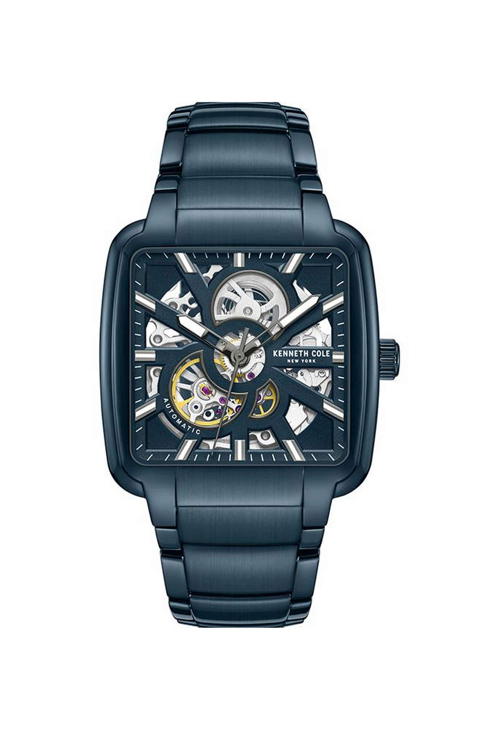 Twined-40-mm-Automatic-Analogue-Watch-for-Men---Blue-Dial-with-Blue-Stainless-Steel-Strap-(KCWGY0046502MN)
