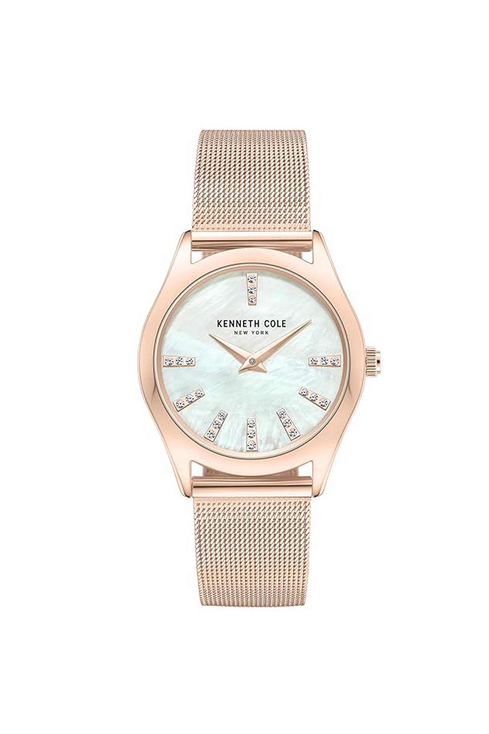 28-mm-Quartz-Analogue-Watch-For-Women---White-Dial-with-Gold-Stainless-Steel-Strap-(KCWLG0048403LD)