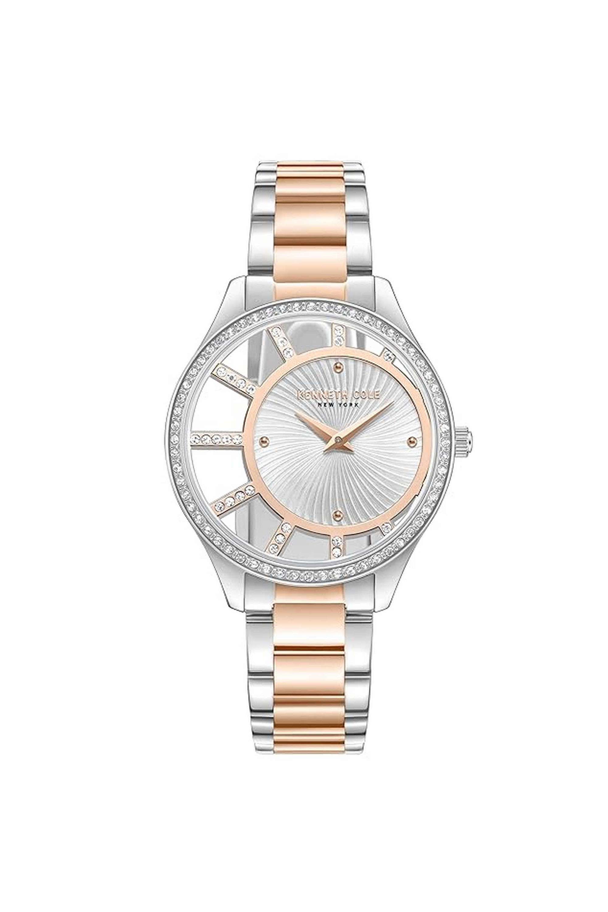 38.7-mm-Quartz-Analogue-Watch-For-Women---White-Dial-with-Two-Tone-Stainless-Steel-Strap-(KCWLG0061604LD)