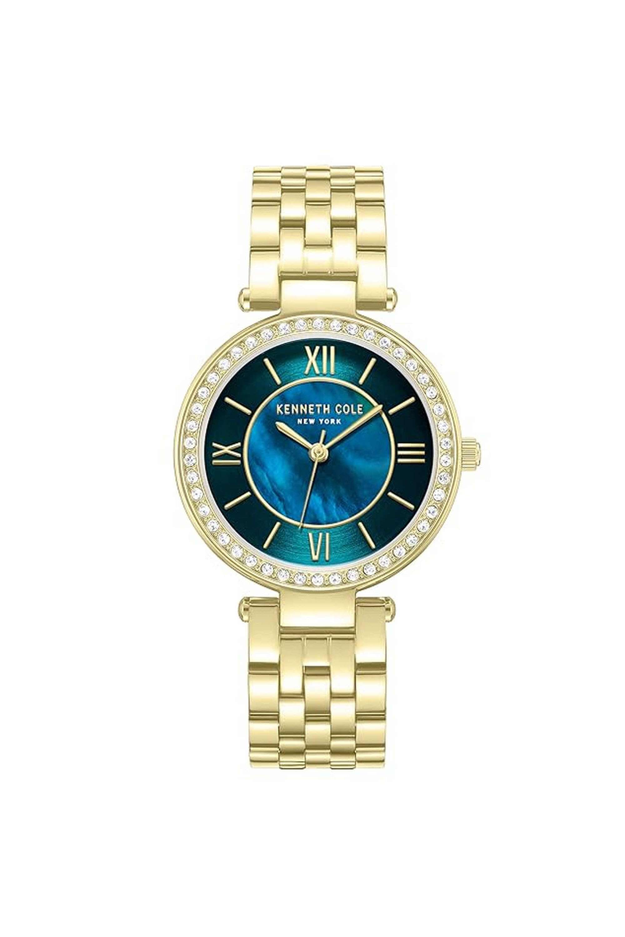 38.7-mm-Quartz-Analogue-Watch-For-Women---Blue-Dial-with-Gold-Stainless-Steel-Strap-(KCWLG0062202LD)