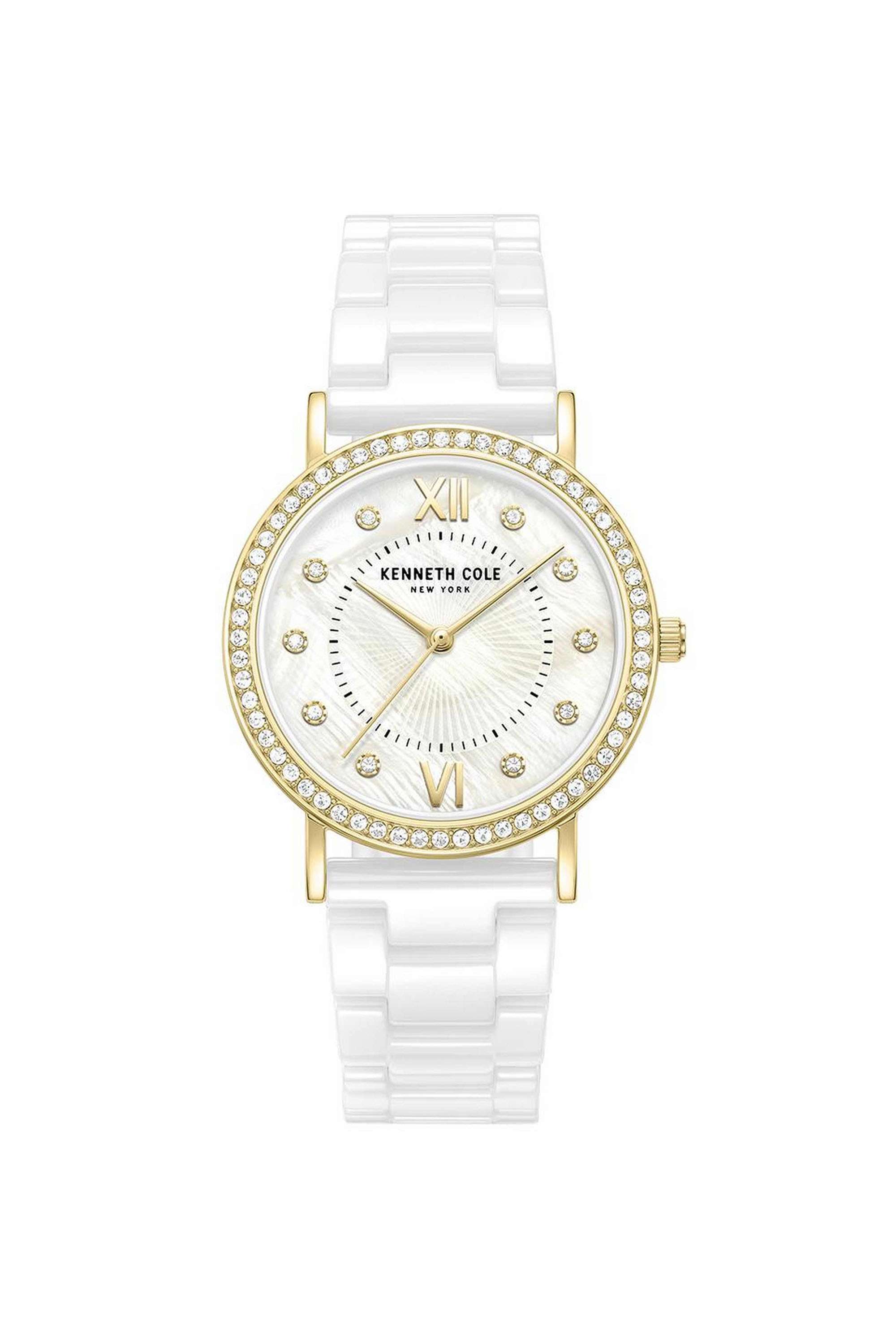 FW24-34-mm-Quartz-Analogue-Watch-For-Women---White-Dial-with-White-Ceramic-Strap-(KCWLG0062801LD)