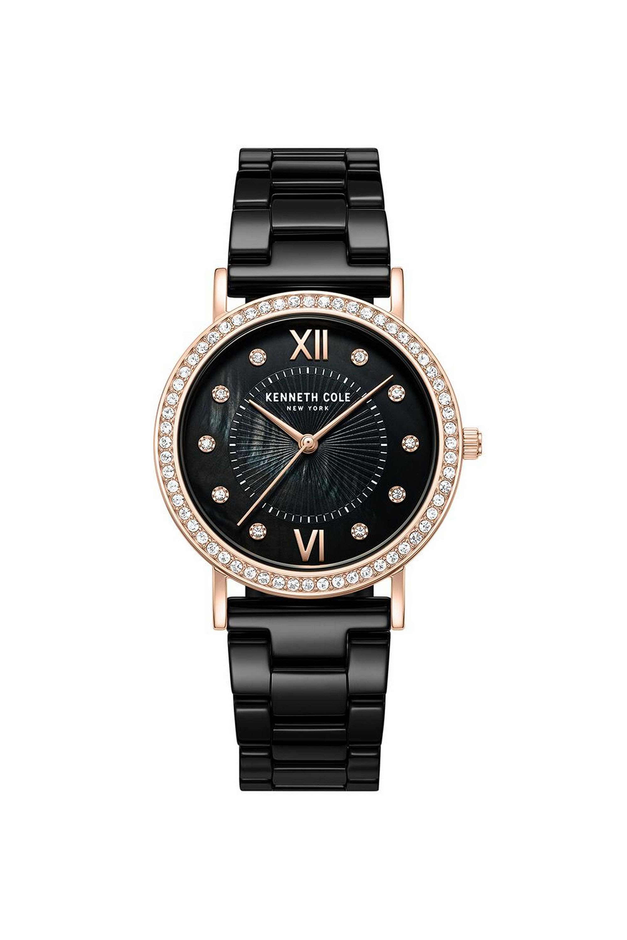 FW24-34-mm-Quartz-Analogue-Watch-For-Women---Black-Dial-with-Black-Ceramic-Strap-(KCWLG0062802LD)
