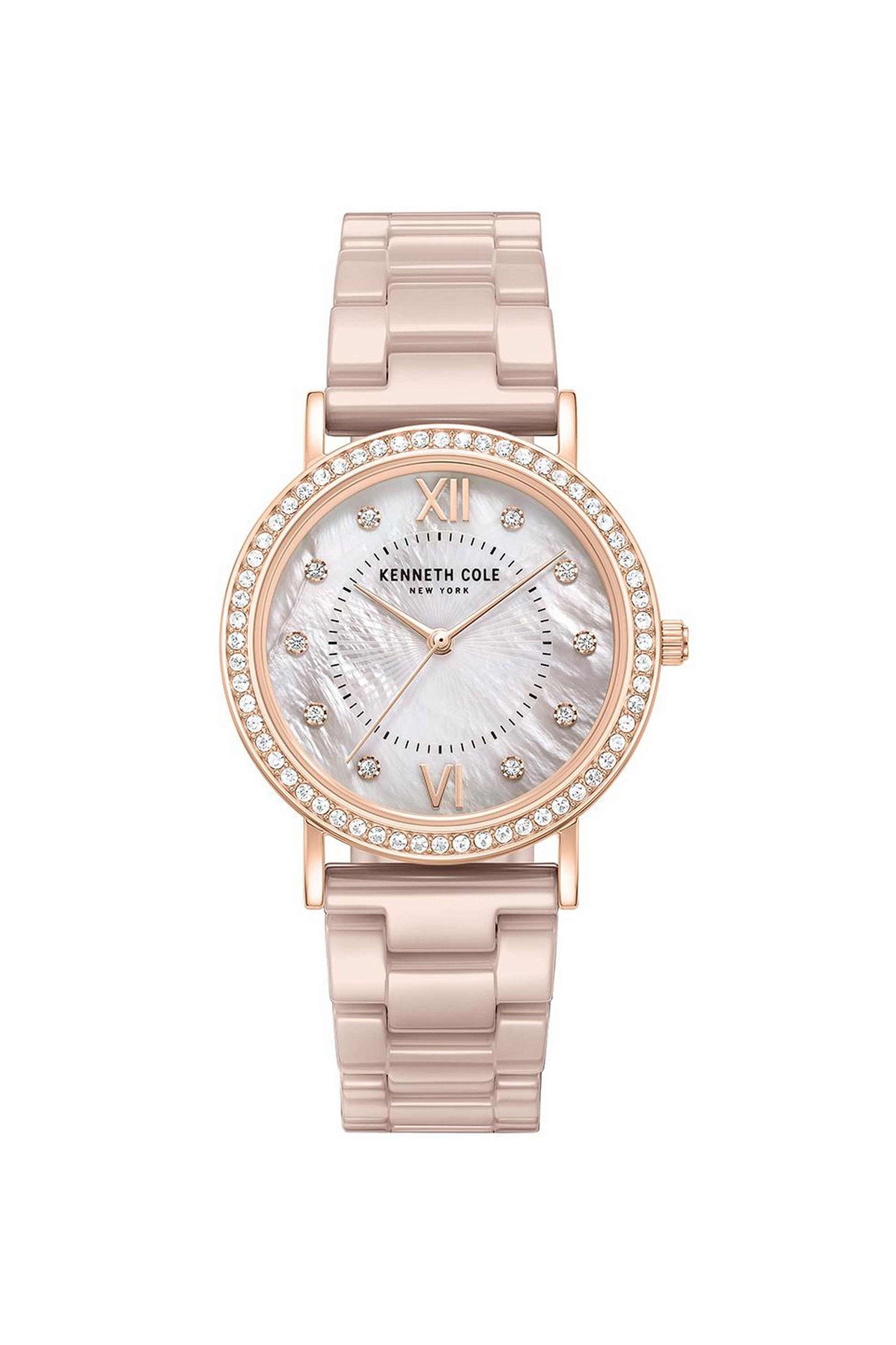 FW24-34-mm-Quartz-Analogue-Watch-For-Women---Grey-Dial-with-Brown-Ceramic-Strap-(KCWLG0062803LD)