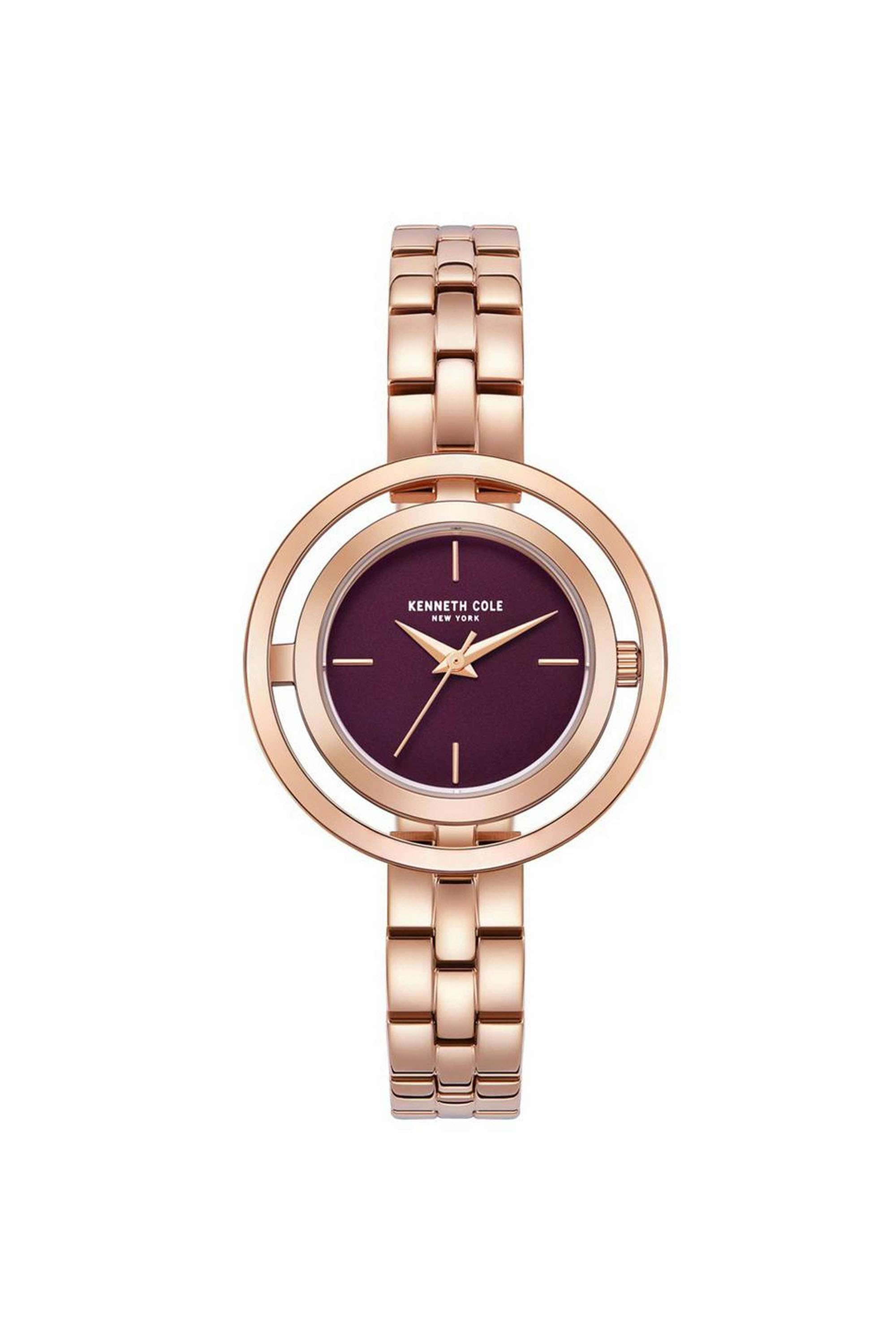 Modern-Classic-32-mm-Quartz-Analogue-Watch-For-Women---Purple-Dial-with-Rose-Gold-Stainless-Steel-Strap-(KCWLG2237102LD)