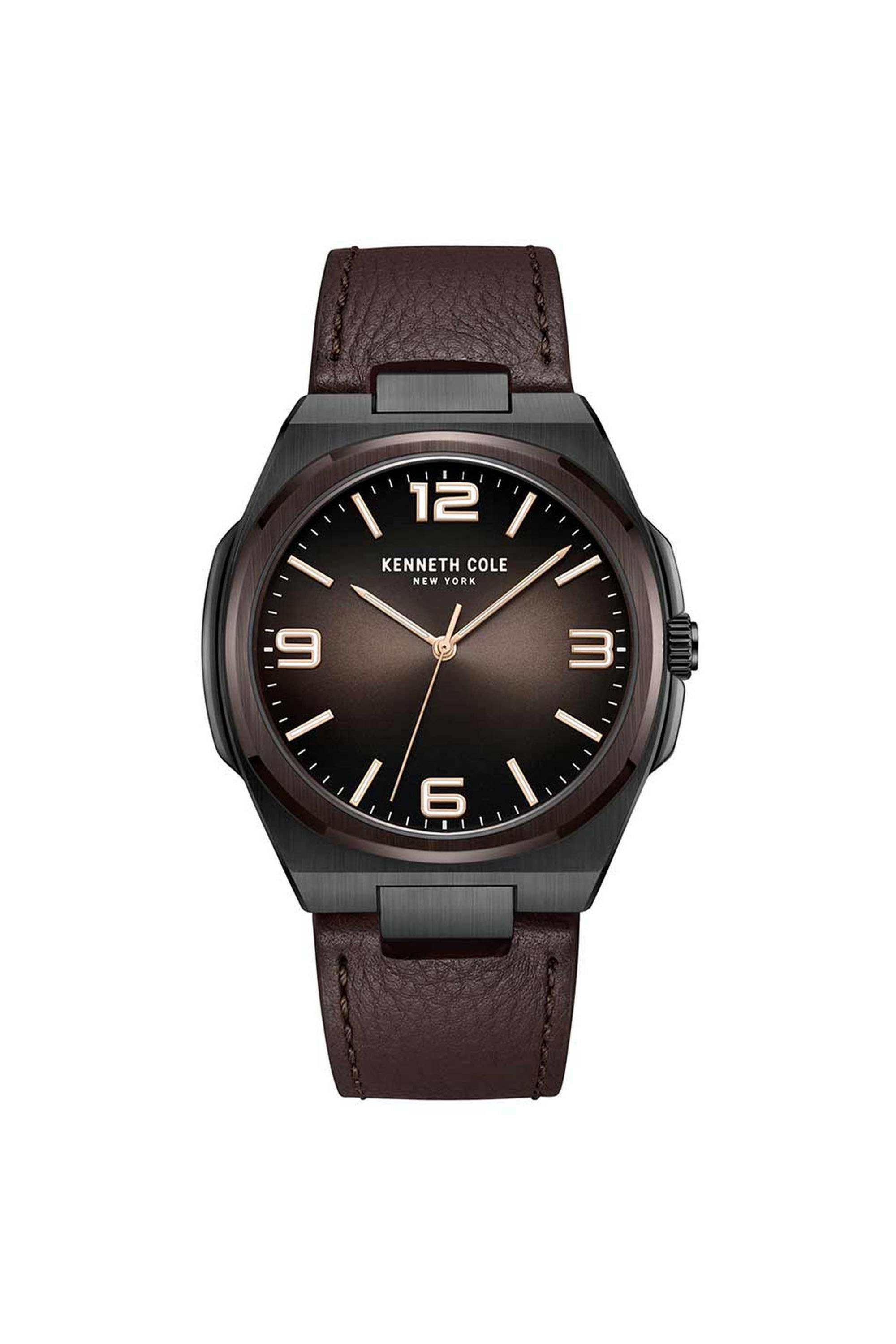 Modern-Classic-44-mm-Quartz-Analogue-Watch-for-Men---Brown-Dial-with-Brown-Leather-Strap-(KCWGA0015203MN)