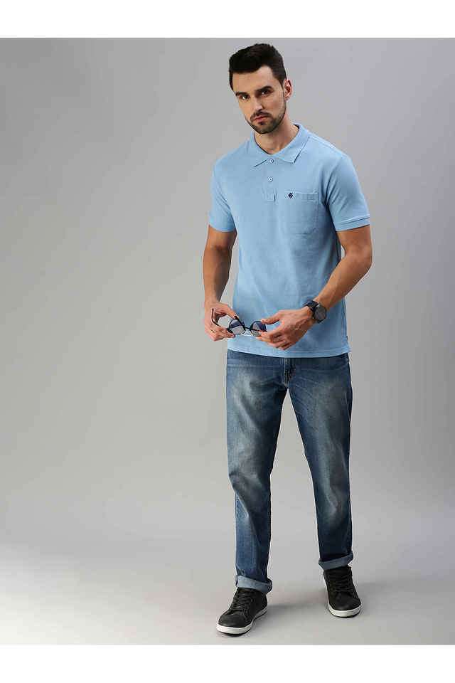 Buy Onn Powder Blue Solid Cotton Regular Fit Men's T-Shirt