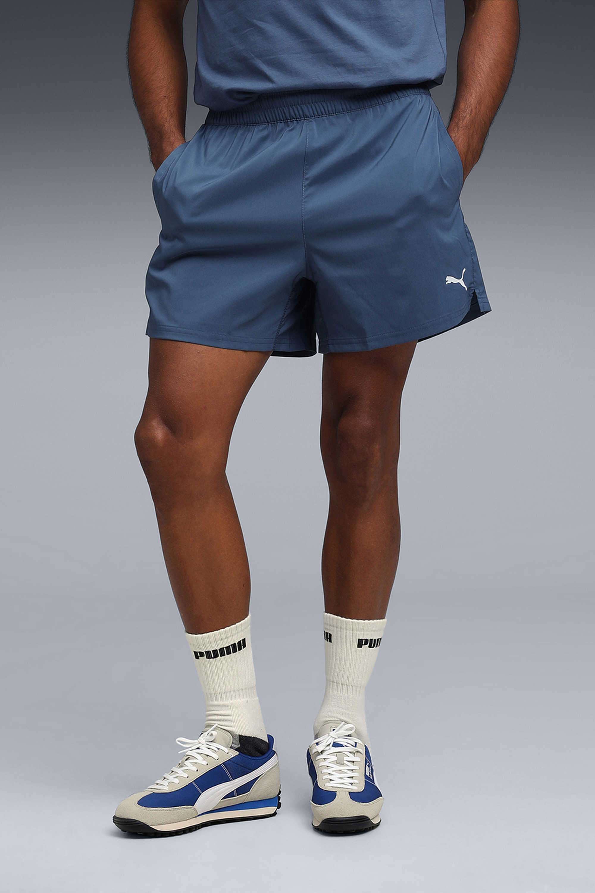 Solid-Polyester-Drawstring-Men-s-Shorts