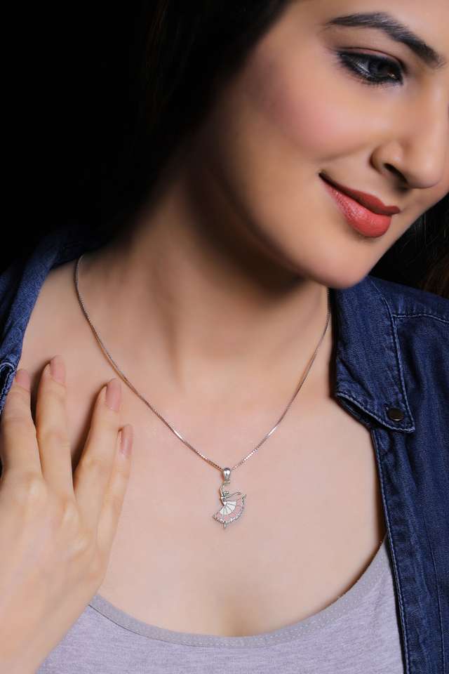 Cubic-Zirconia-Sterling-Silver-Lobster-Claw-Clasp-Western-Pendant