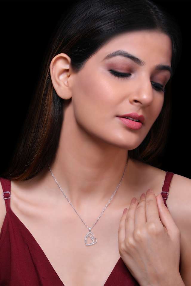 Sterling-Silver-Cubic-Zirconia-Womens-Western-Pendant