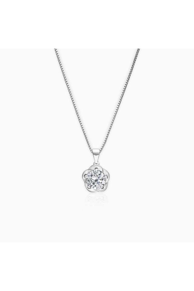 Zircon-Mini-Flower-Sterling-Silver-Womens-Western-Pendant